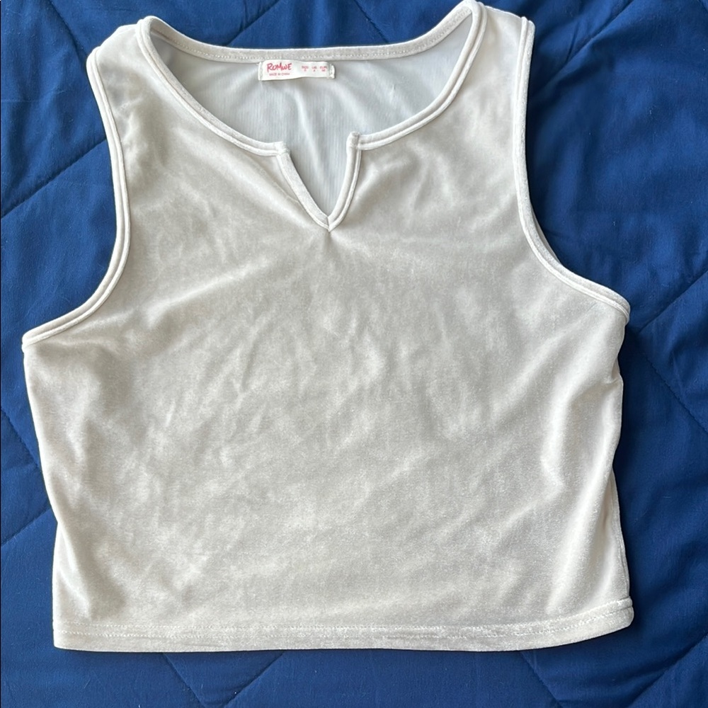 White Velvet Crop Top